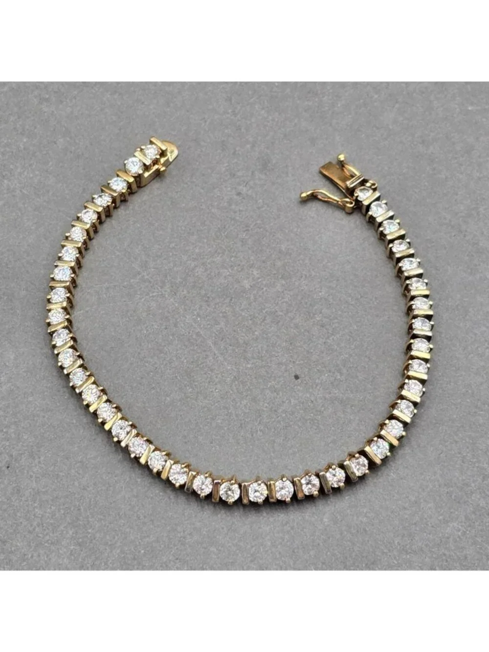 Vermeil Sterling Silver CZ Tennis Bracelet 7" Cubic Zirconia 925 - Picture 7 of 13